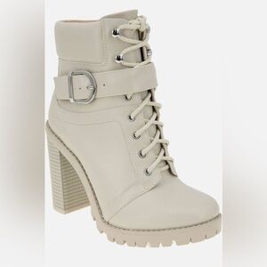 BCBGeneration Beige Lace-Up Heeled Boots